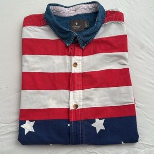 Hawkings McGill multicolor red white blue American flag short sleeve button down